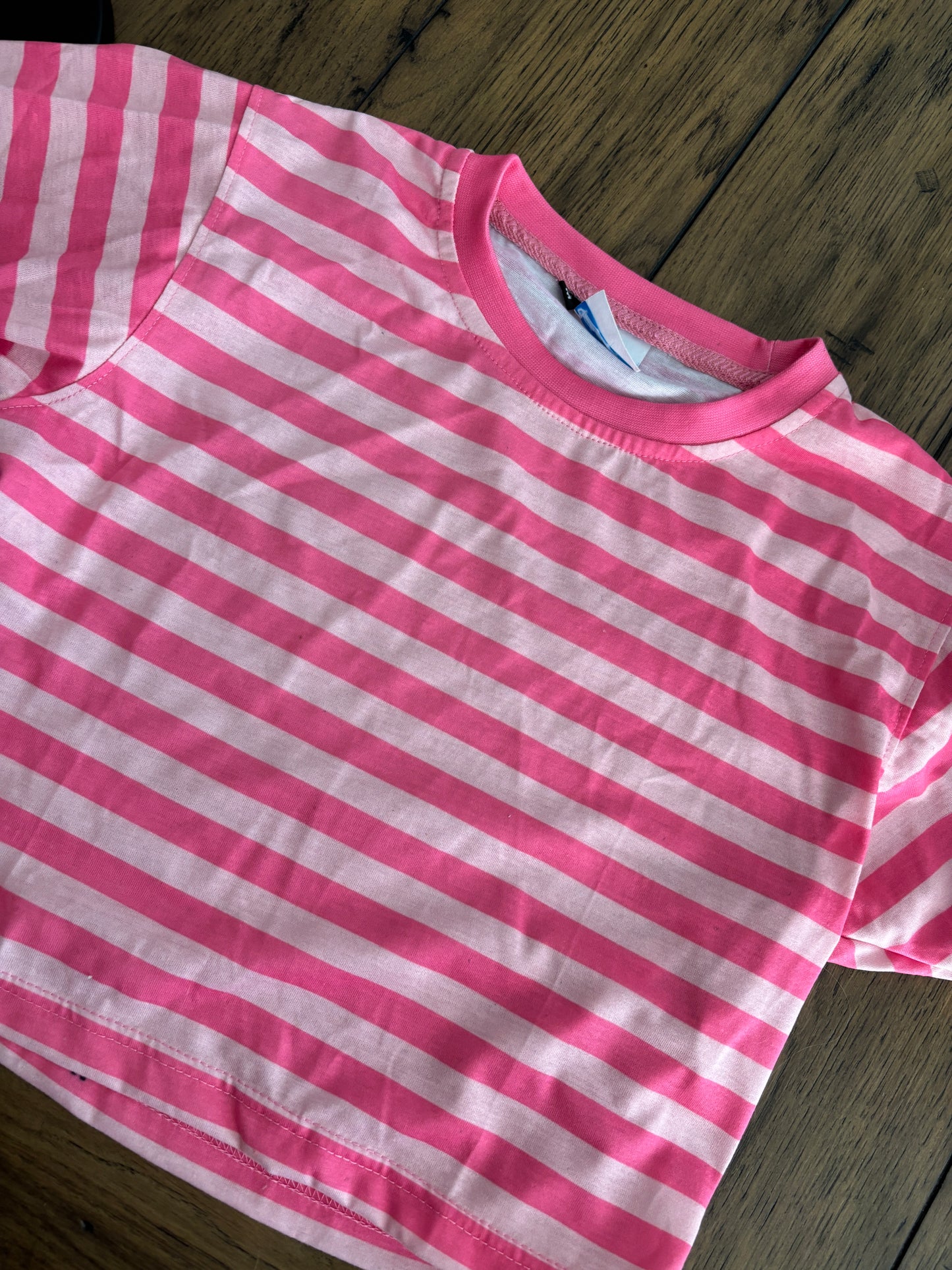 PINK STRIPE BABY TEE
