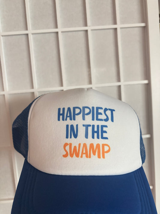HAPPIEST IN THE SWAMP TRUCKER HAT