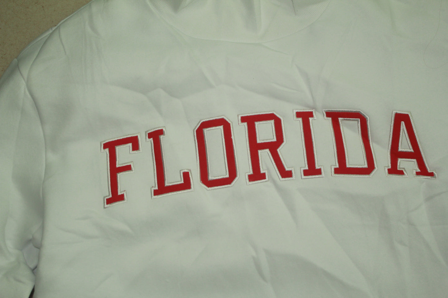 FLORIDA WHITE AND RED MOCK NECK