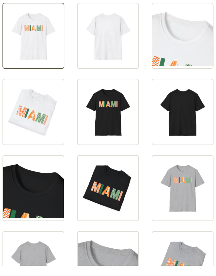Miami Patterned Text T-Shirt — Orange & Green Graphic Tee