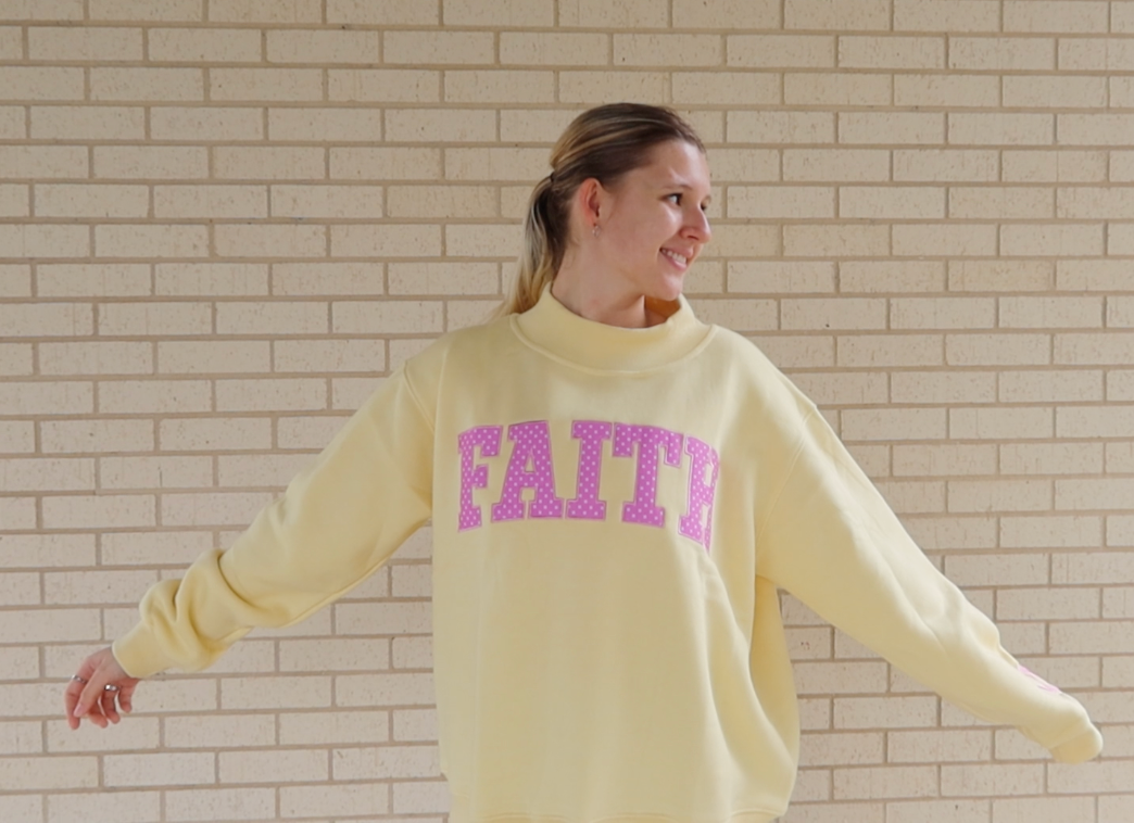 FAITH MOCK NECK- SUNSHINE WITH PETAL POLKA DOTS