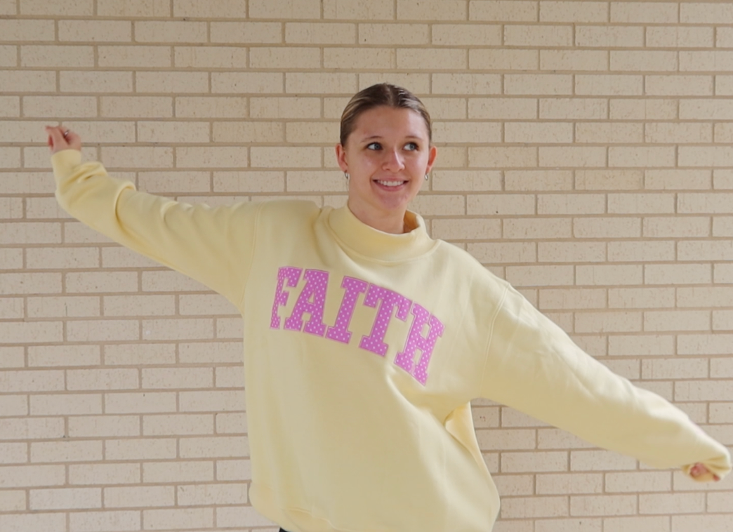 FAITH MOCK NECK- SUNSHINE WITH PETAL POLKA DOTS