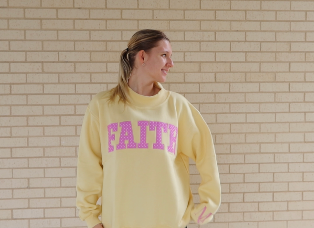 FAITH MOCK NECK- SUNSHINE WITH PETAL POLKA DOTS