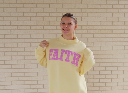 FAITH MOCK NECK- SUNSHINE WITH PETAL POLKA DOTS