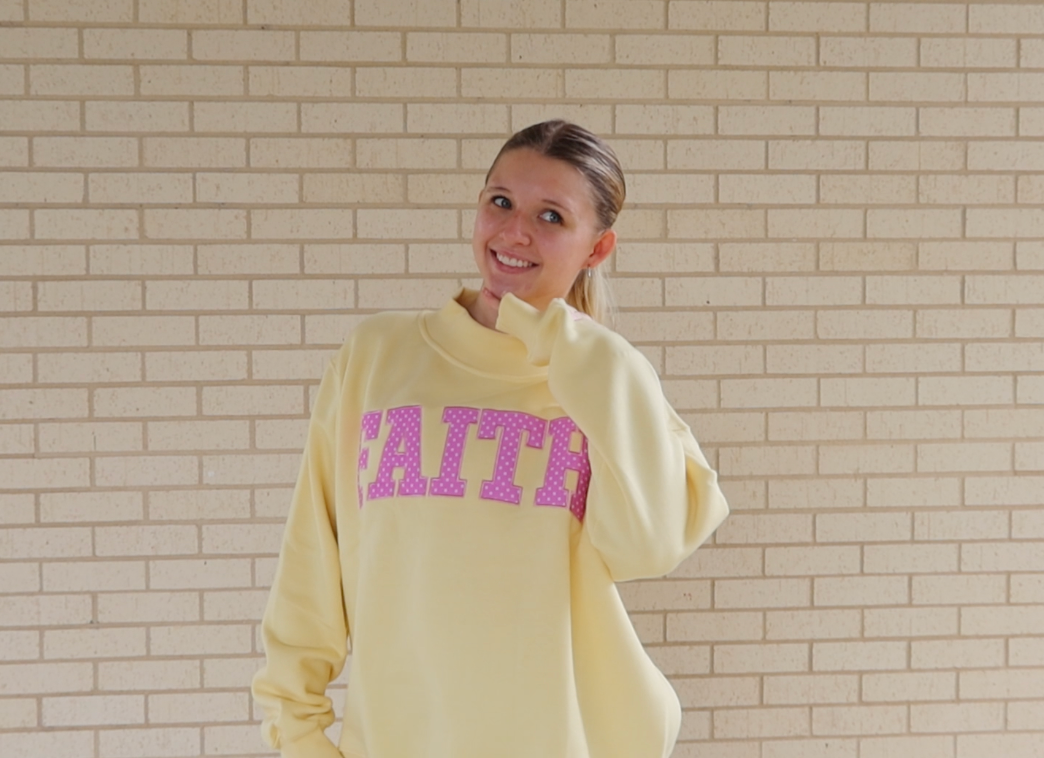 FAITH MOCK NECK- SUNSHINE WITH PETAL POLKA DOTS