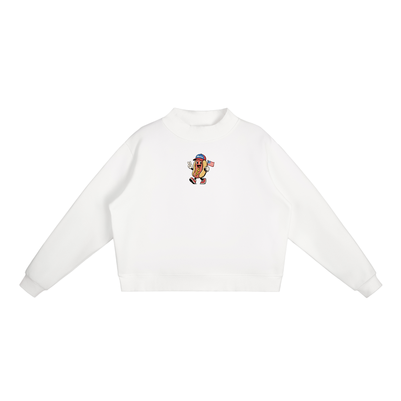 USA Hotdog  Fleece Mock-Neck Crew Sweatshirt