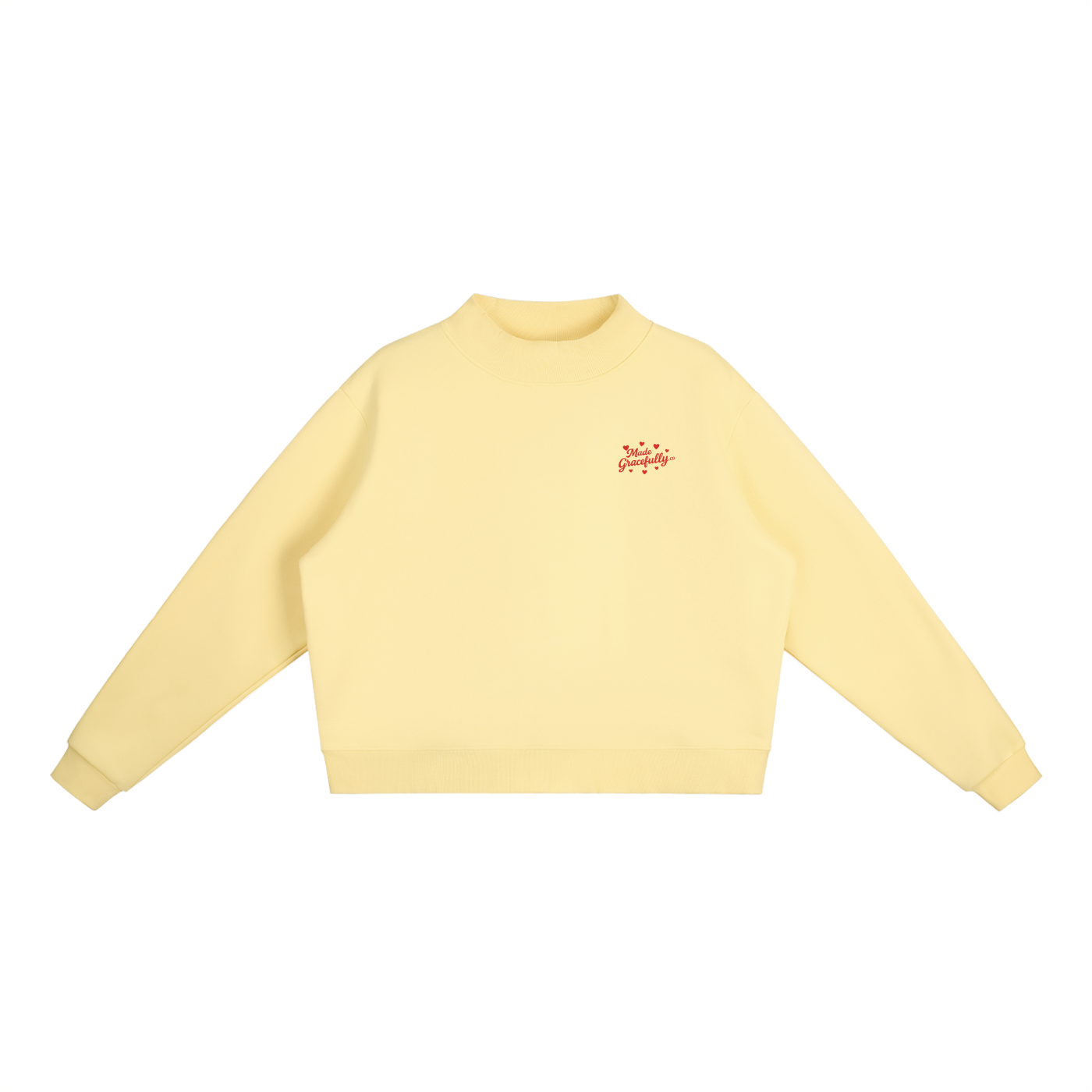 Heart Logo Fleece Mock-Neck Crew Sweatshirt