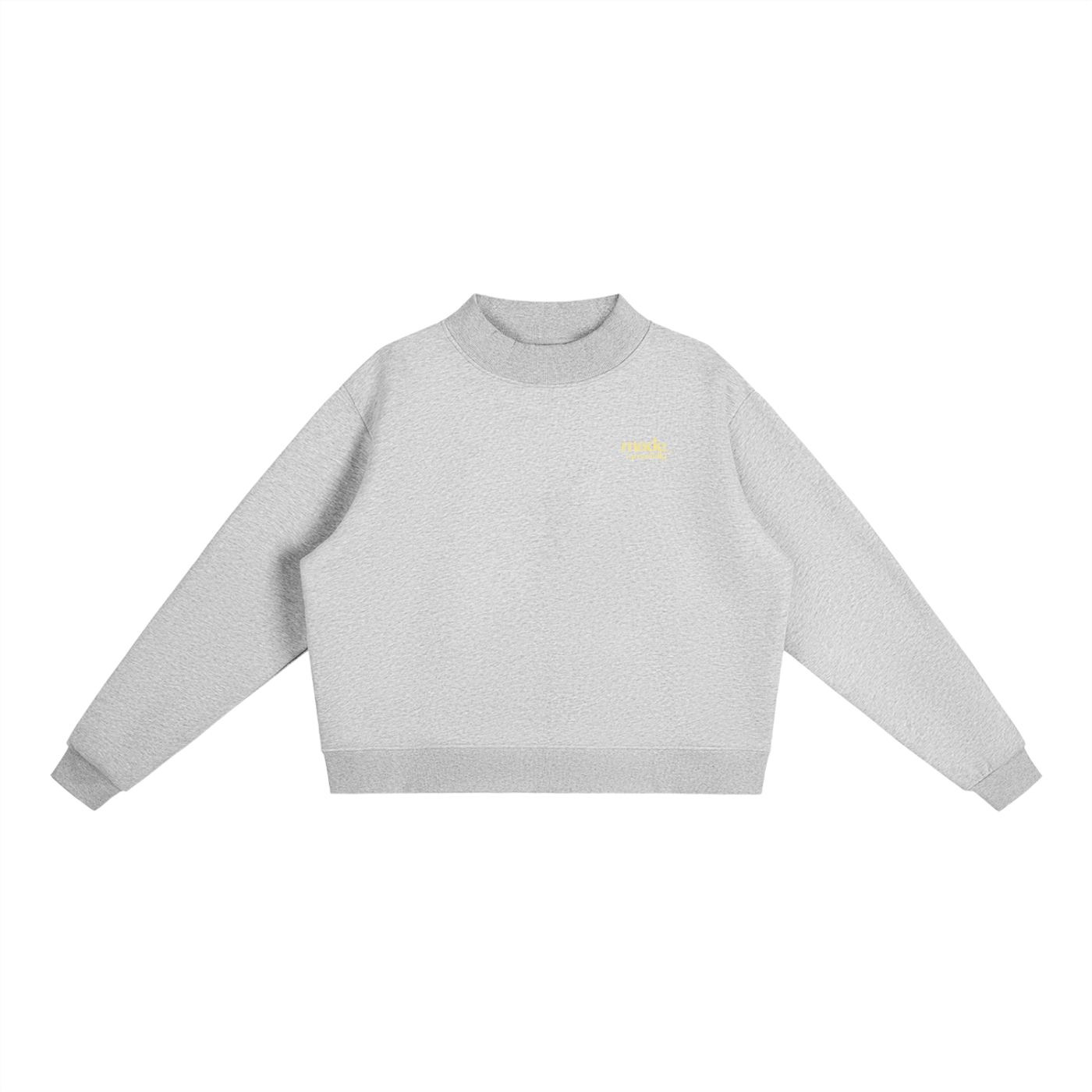 Yellow Bikini Logo Essential Fleece Mock-Neck Crew Sweatshirt