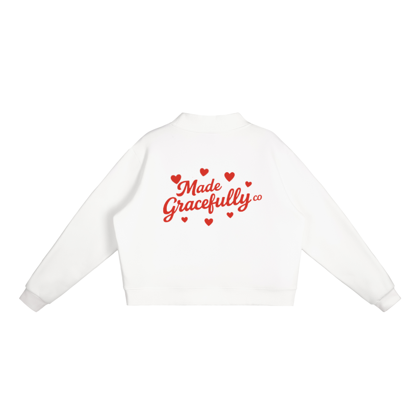 Heart Logo Fleece Mock-Neck Crew Sweatshirt