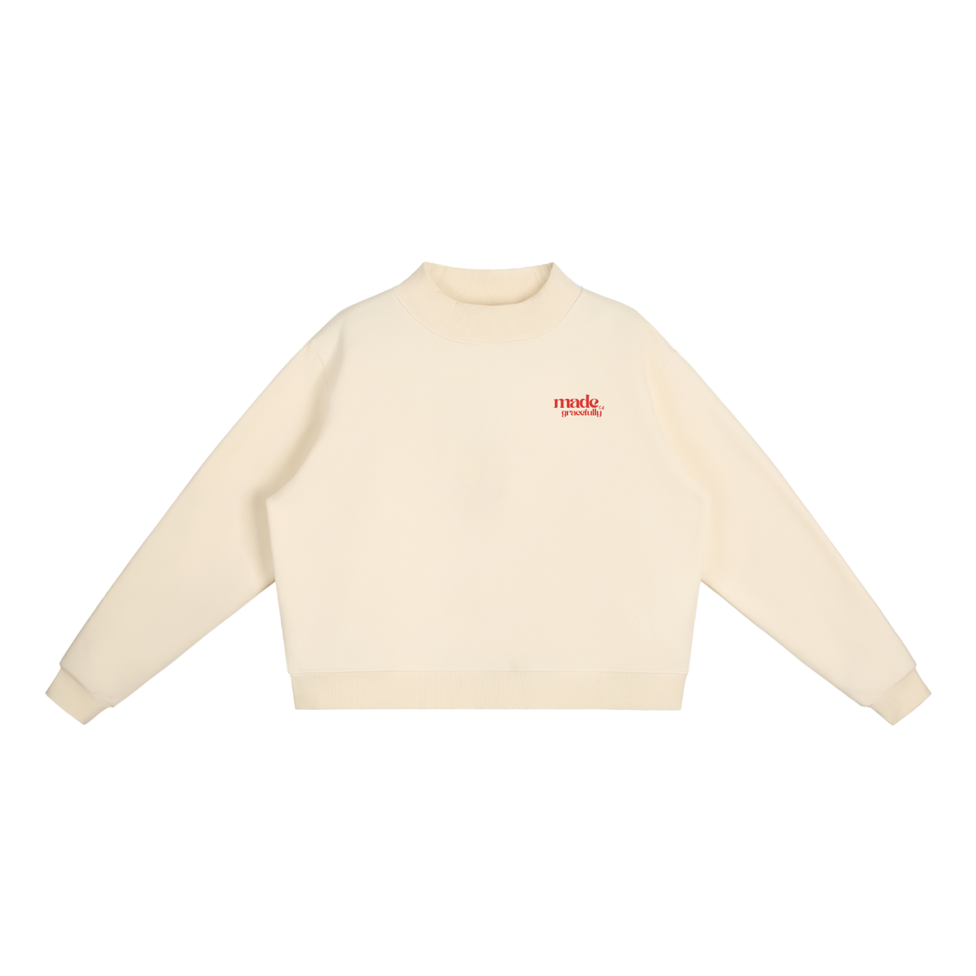 Red Bikini Logo Essential Fleece Mock-Neck Crew Sweatshirt