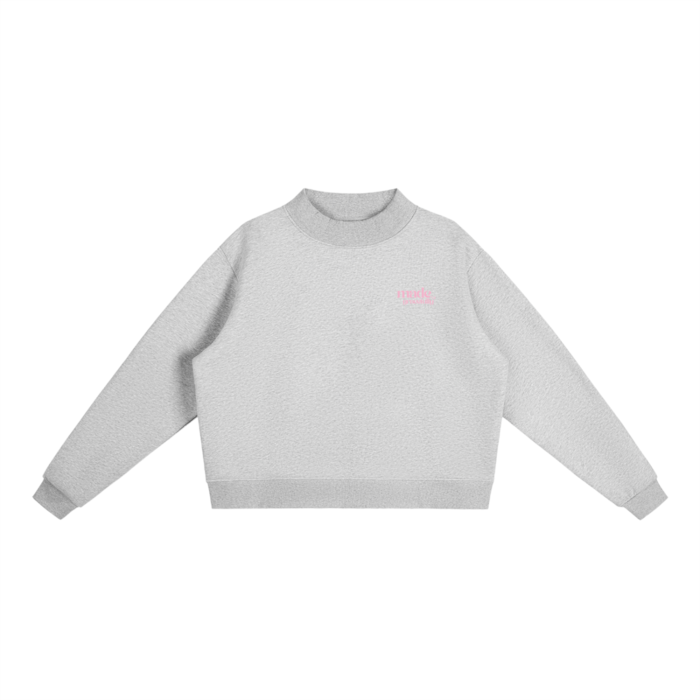Pink Bikini Logo Essential Fleece Mock-Neck Crew Sweatshirt