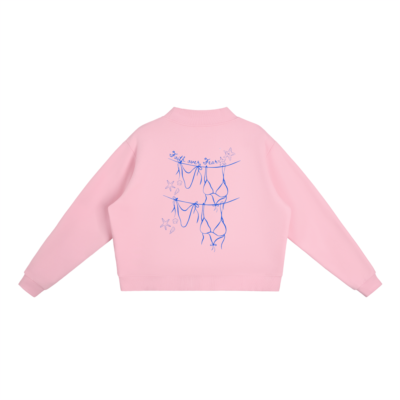 Faith Over Fear Fleece Mock-Neck Crew Sweatshirt