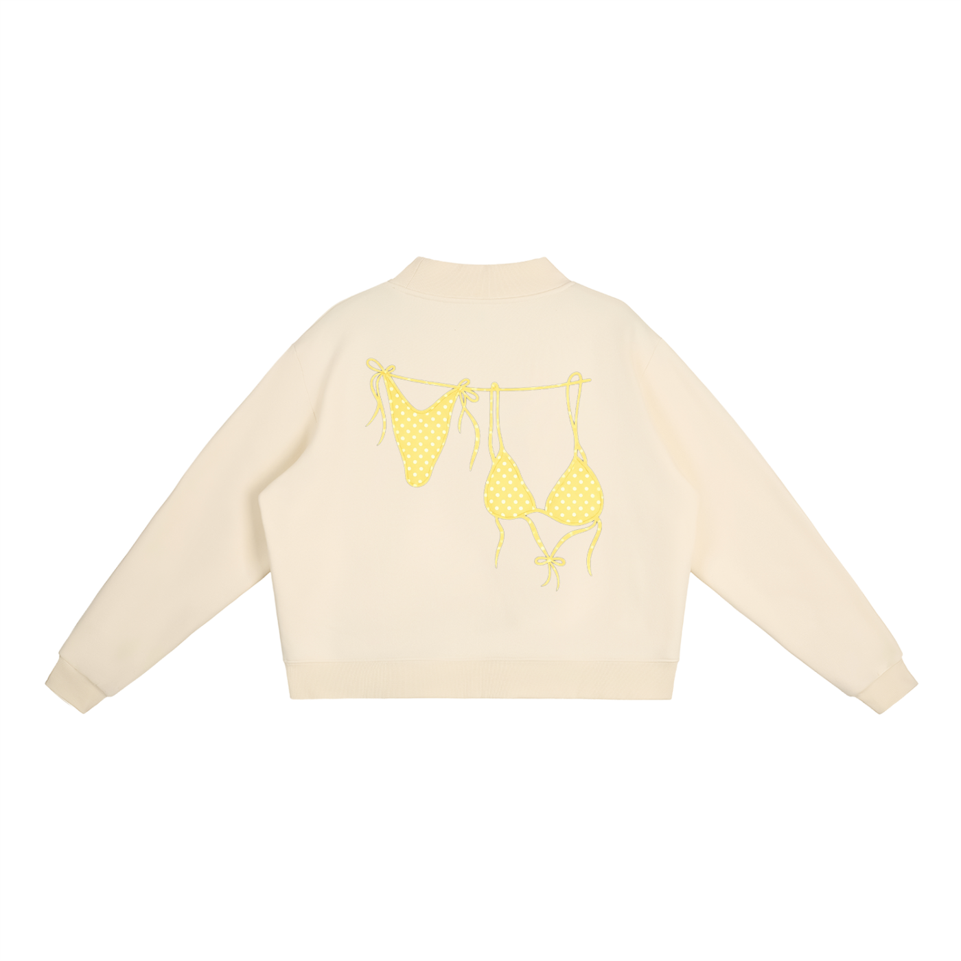 Yellow Bikini Logo Essential Fleece Mock-Neck Crew Sweatshirt