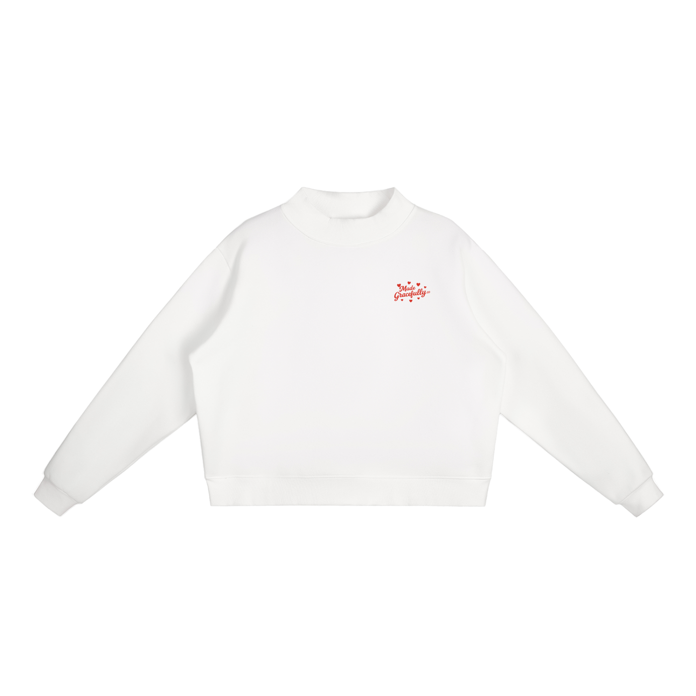 Heart Logo Fleece Mock-Neck Crew Sweatshirt