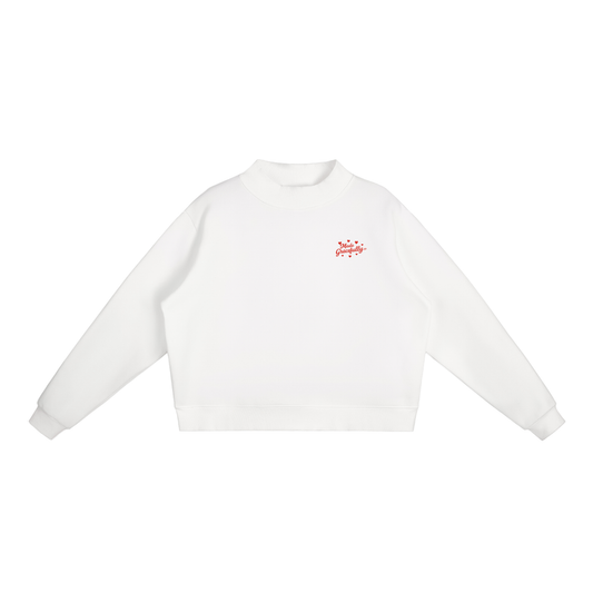 Heart Logo Fleece Mock-Neck Crew Sweatshirt