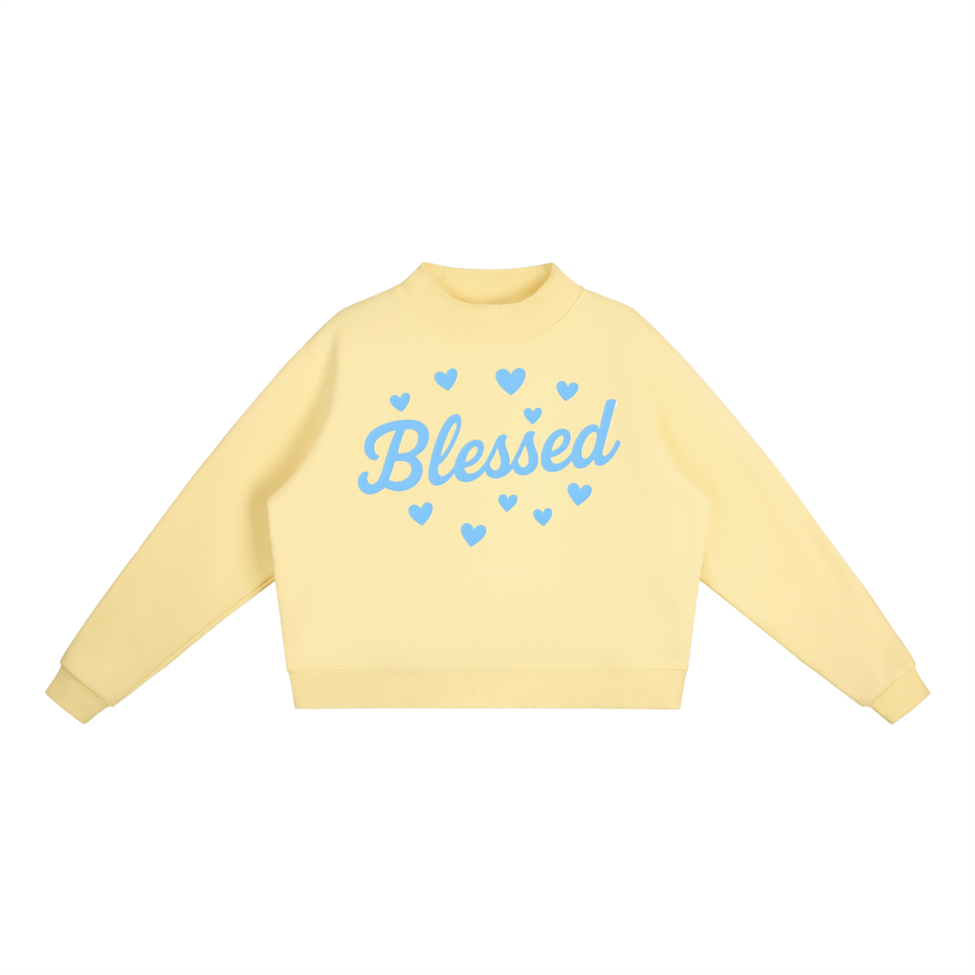 Blessed Hearts Essential Fleece Mock-Neck Crew Sweatshirt