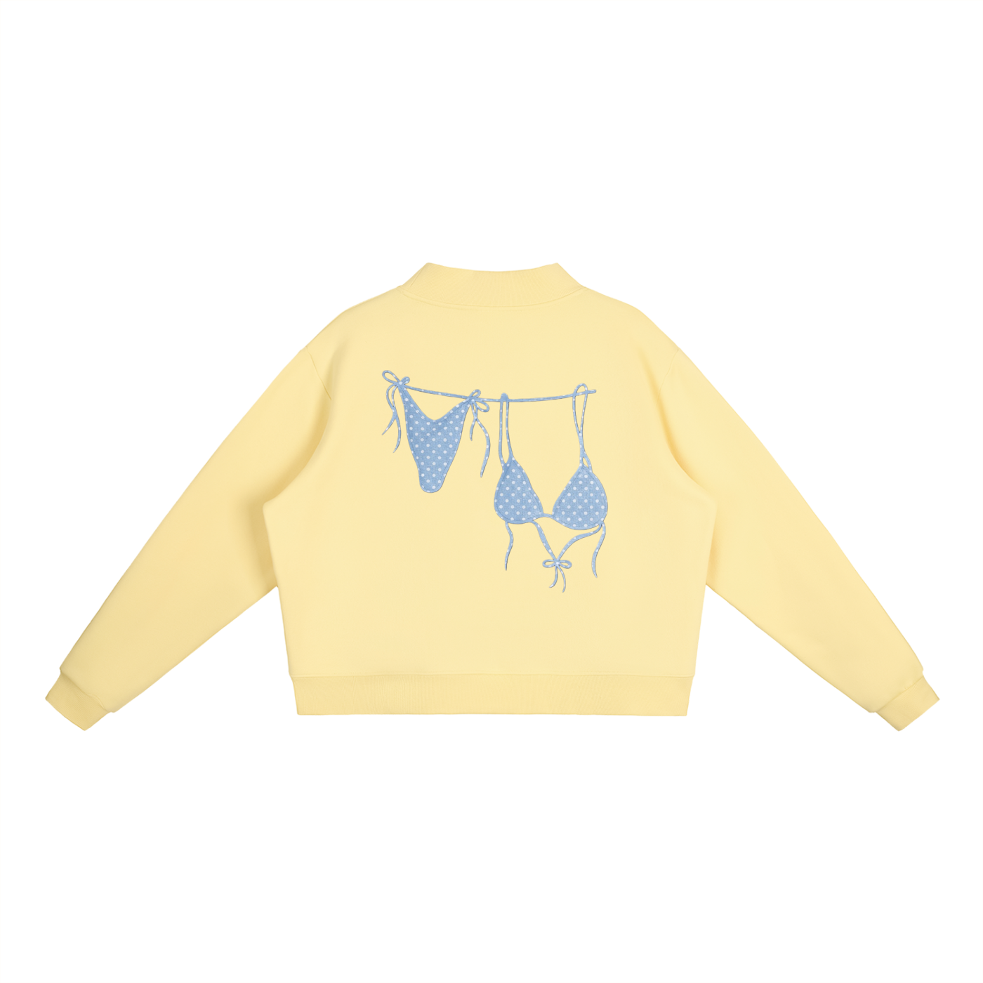 Blue Bikini Logo Essential Fleece Mock-Neck Crew Sweatshirt