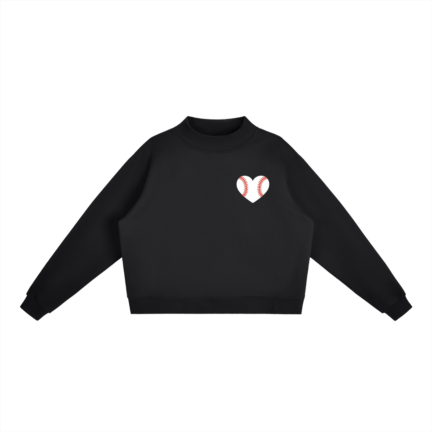 Baseball All American Essential Fleece Mock-Neck Crew Sweatshirt