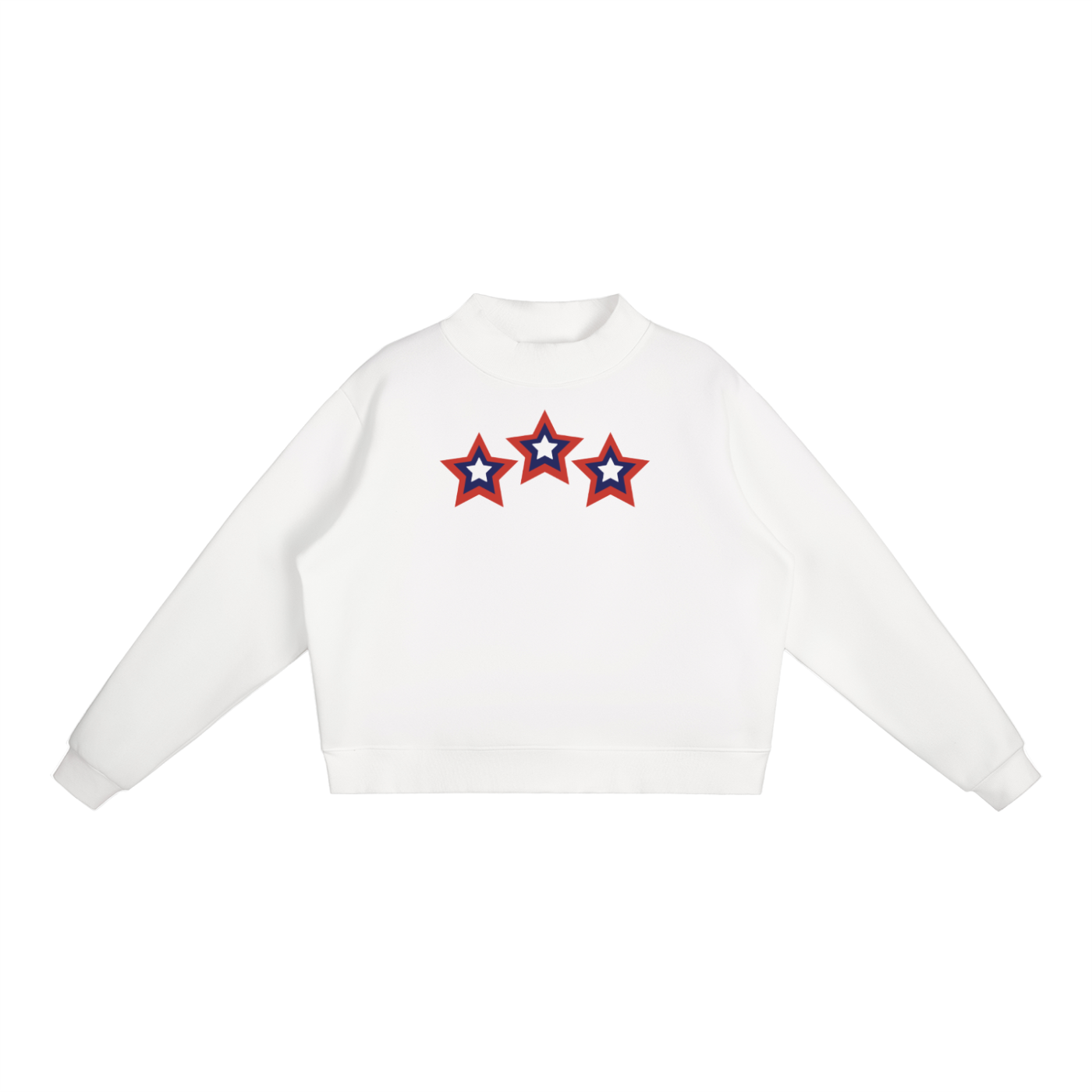 USA Star Fleece Mock-Neck Crew Sweatshirt