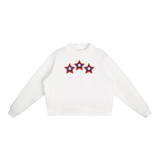 USA Star Fleece Mock-Neck Crew Sweatshirt