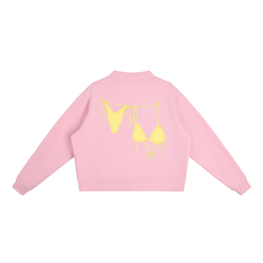 Yellow Bikini Logo Essential Fleece Mock-Neck Crew Sweatshirt