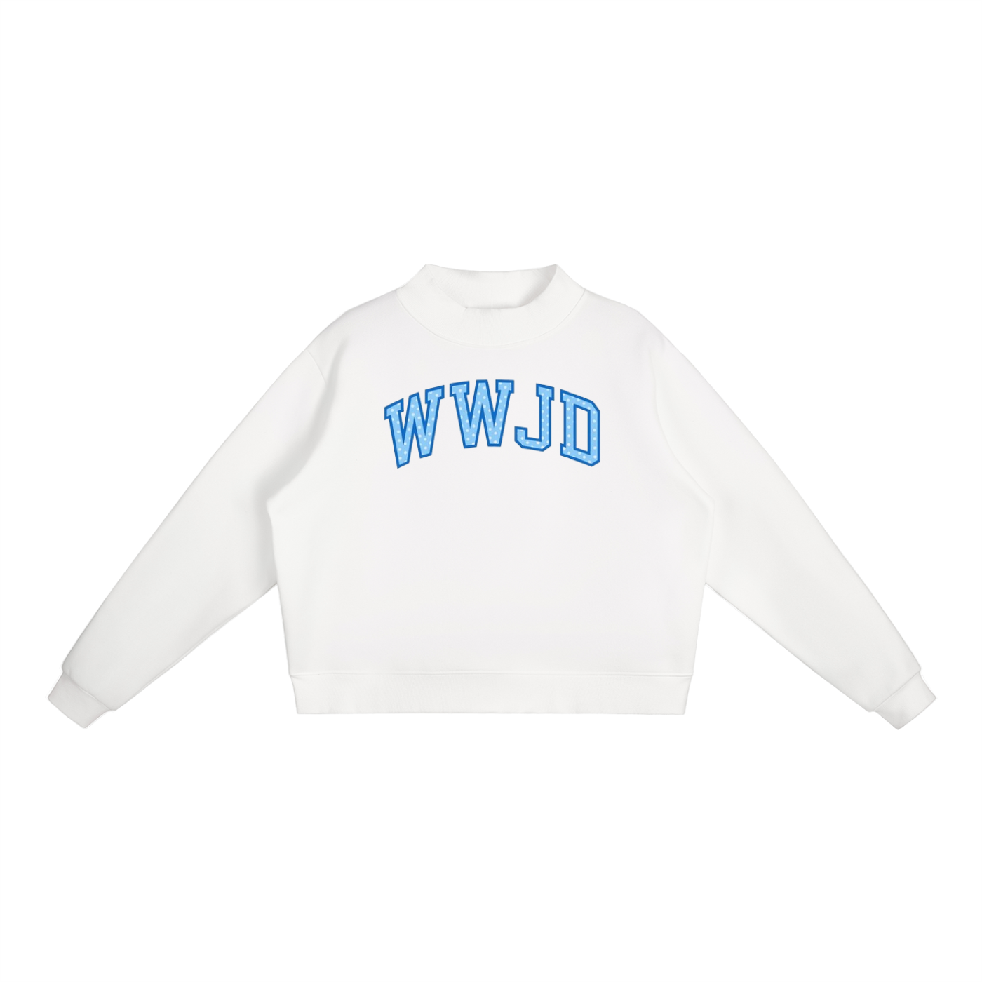 WWJD Blue hearts Essential Fleece Mock-Neck Crew Sweatshirt