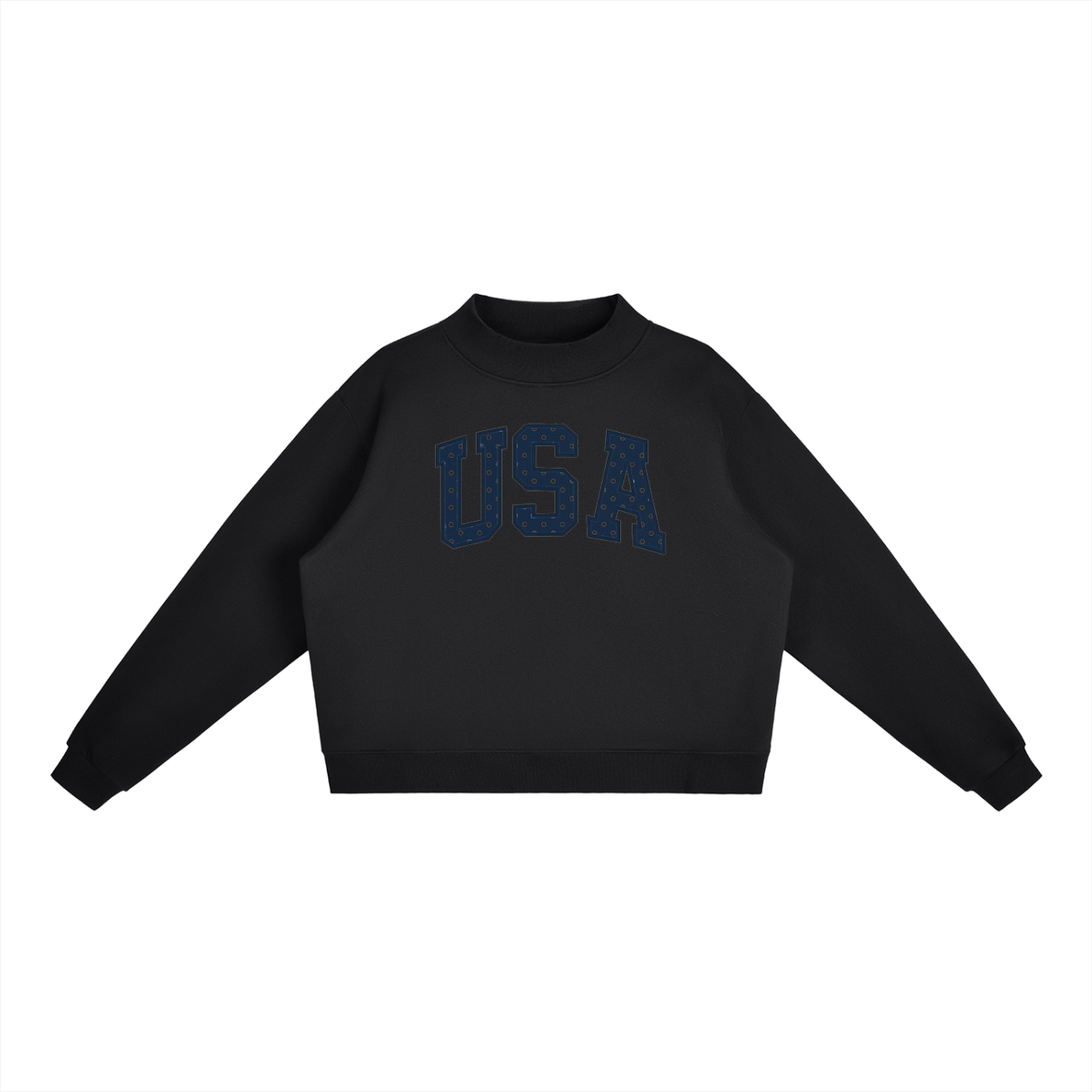 USA Polka Dot Essential Fleece Mock-Neck Crew Sweatshirt