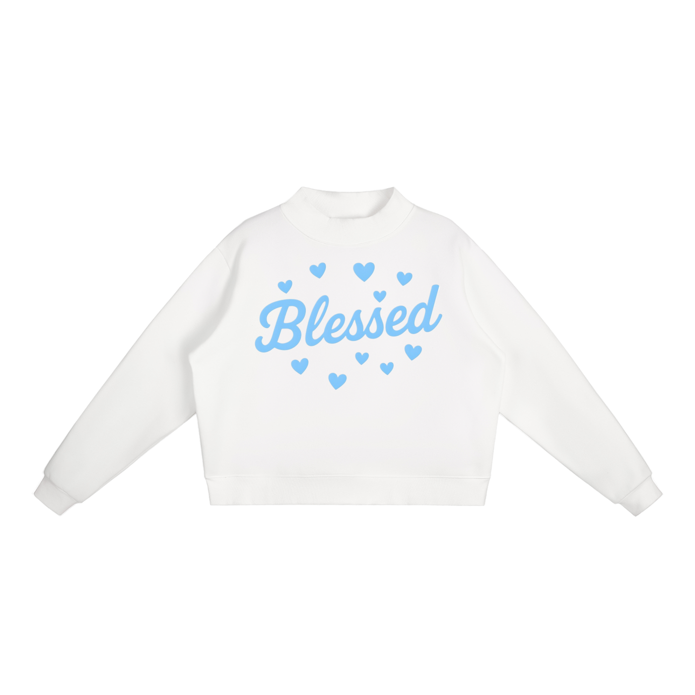 Blessed Hearts Essential Fleece Mock-Neck Crew Sweatshirt