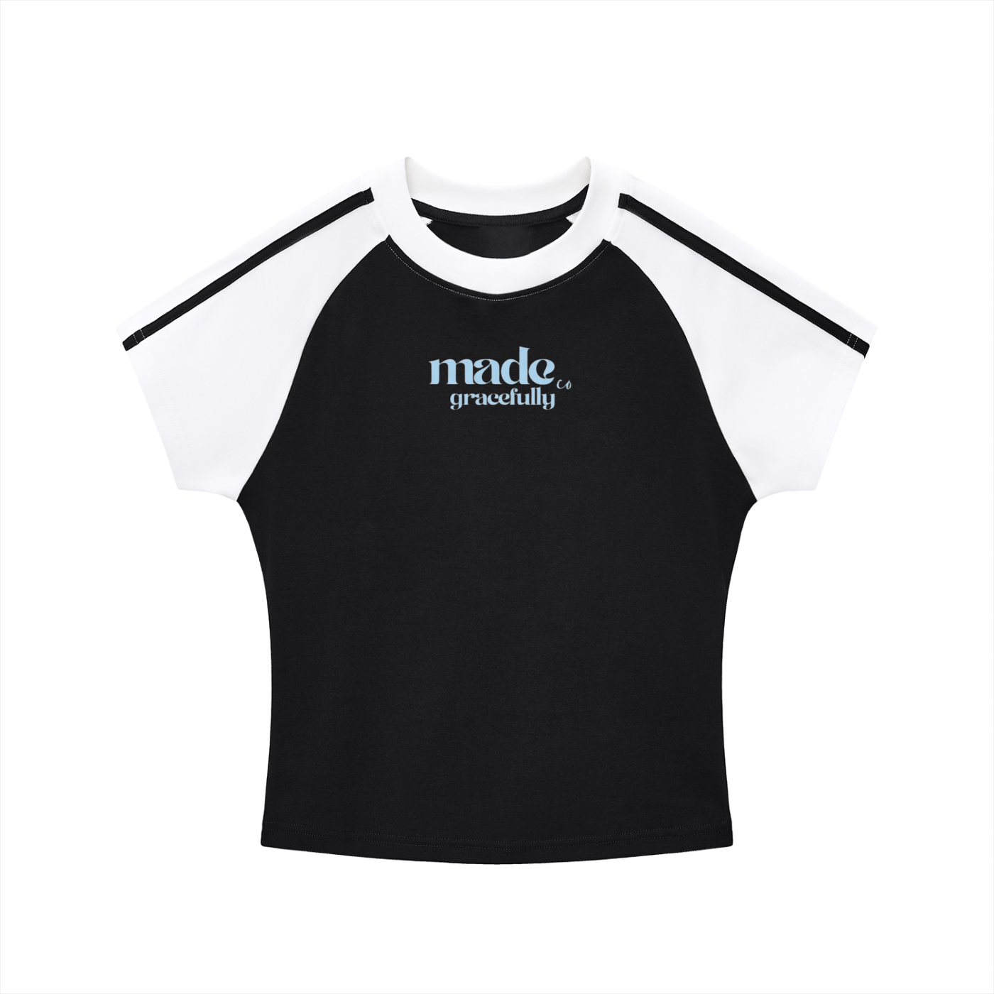 Logo Contrast Stripes Bodycon Raglan  Sleeve T-Shirt