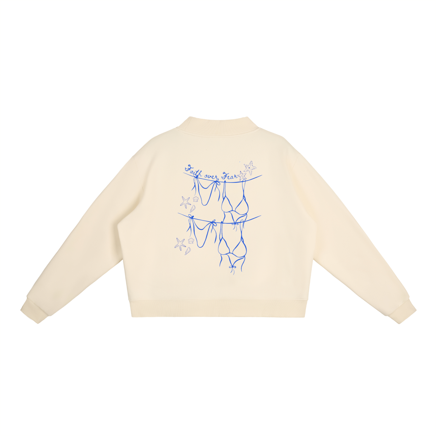 Faith Over Fear Fleece Mock-Neck Crew Sweatshirt