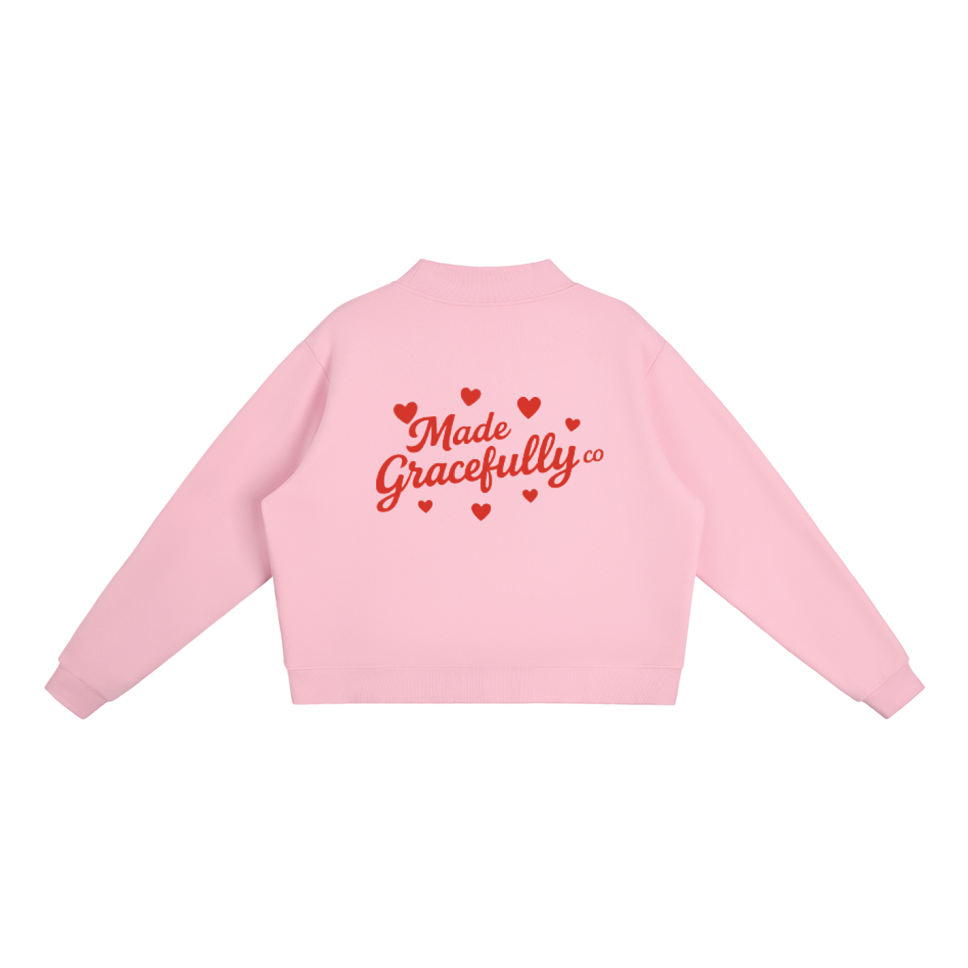 Heart Logo Fleece Mock-Neck Crew Sweatshirt