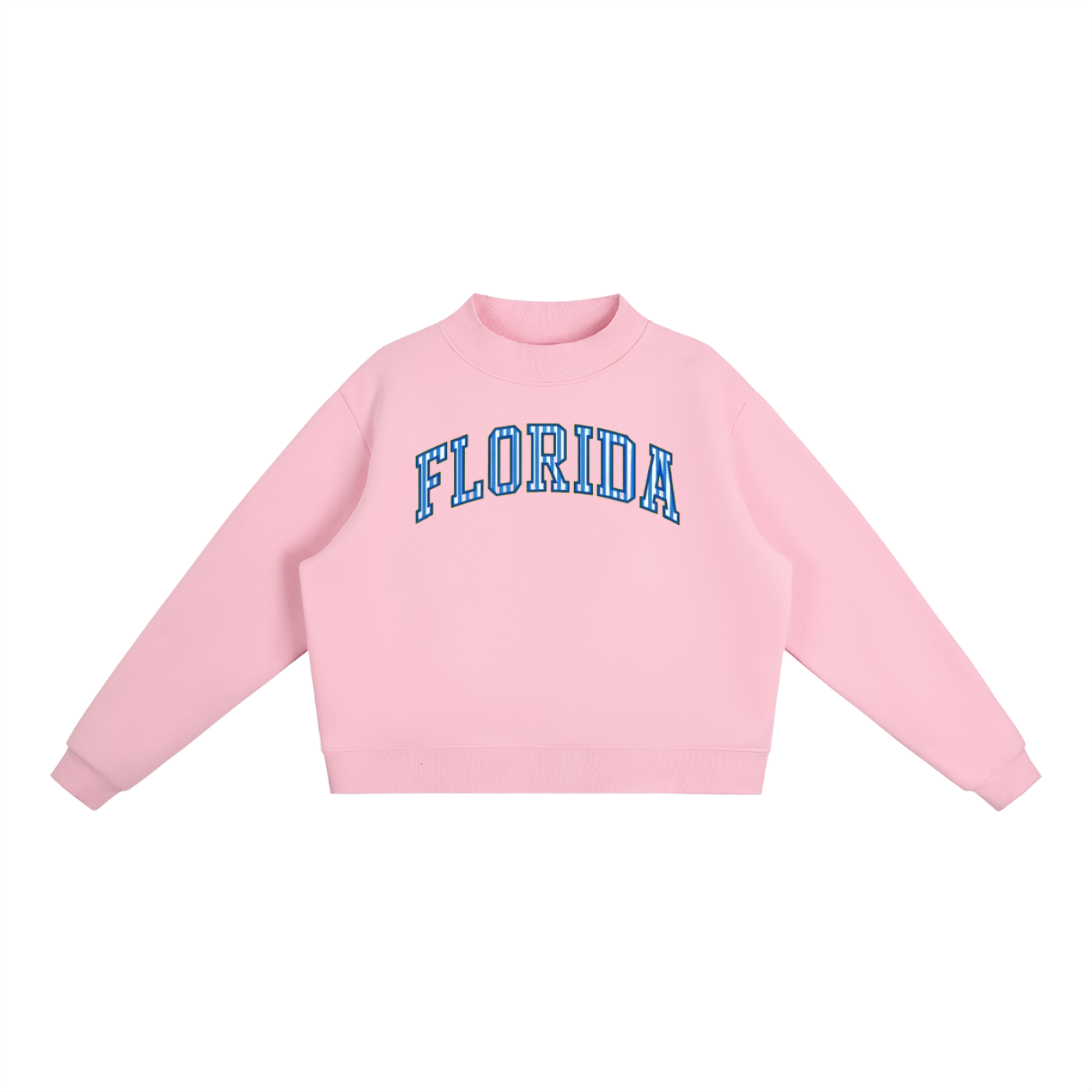 Florida Blue Stripes Fleece Mock-Neck Crew Sweatshirt