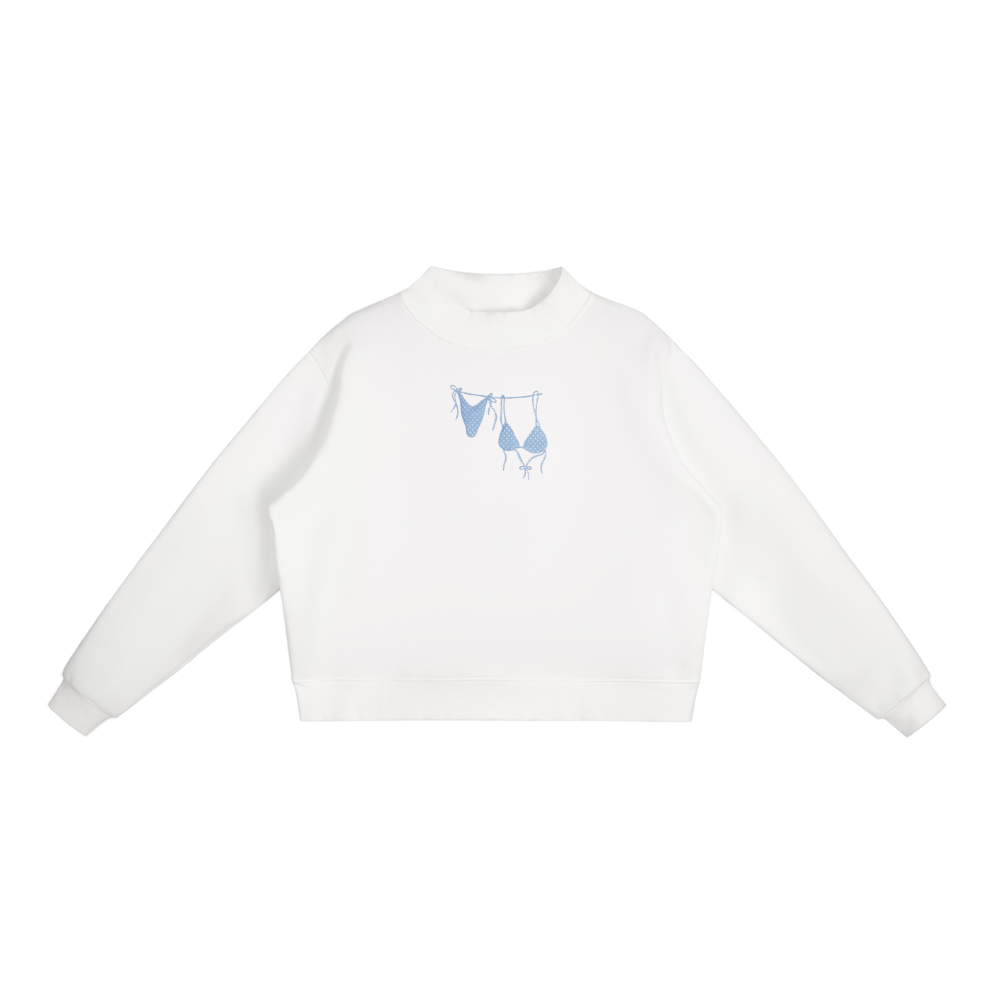 Light blue Bikini Front Essential Fleece Mock-Neck Crew Sweatshirt