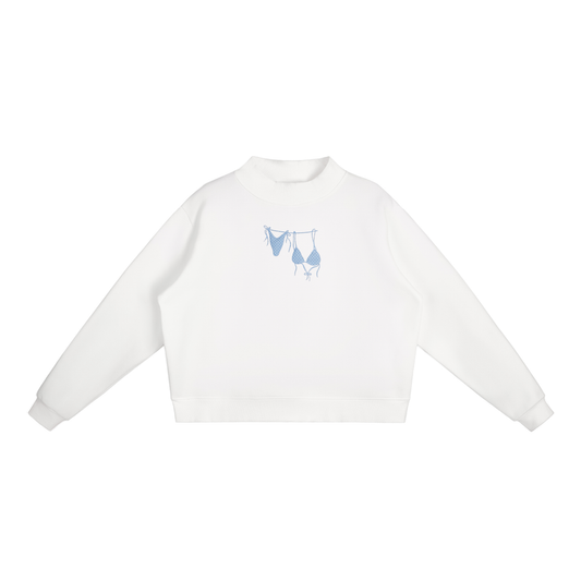 Light blue Bikini Front Essential Fleece Mock-Neck Crew Sweatshirt