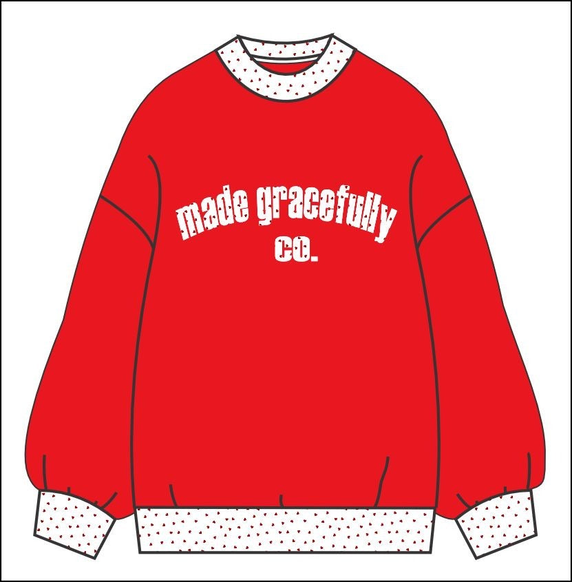MADE GRACEFULLY CO RED VALENTINES MOCK NECK