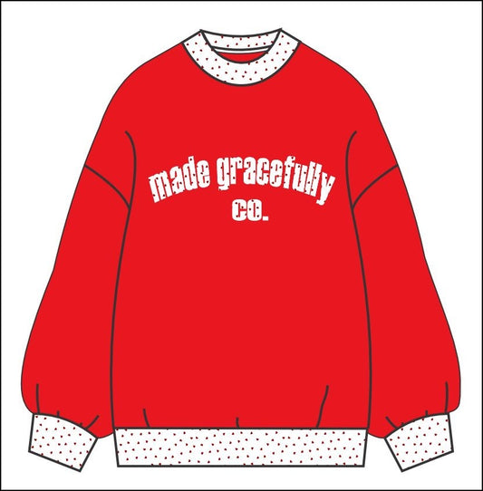 MADE GRACEFULLY CO RED VALENTINES MOCK NECK
