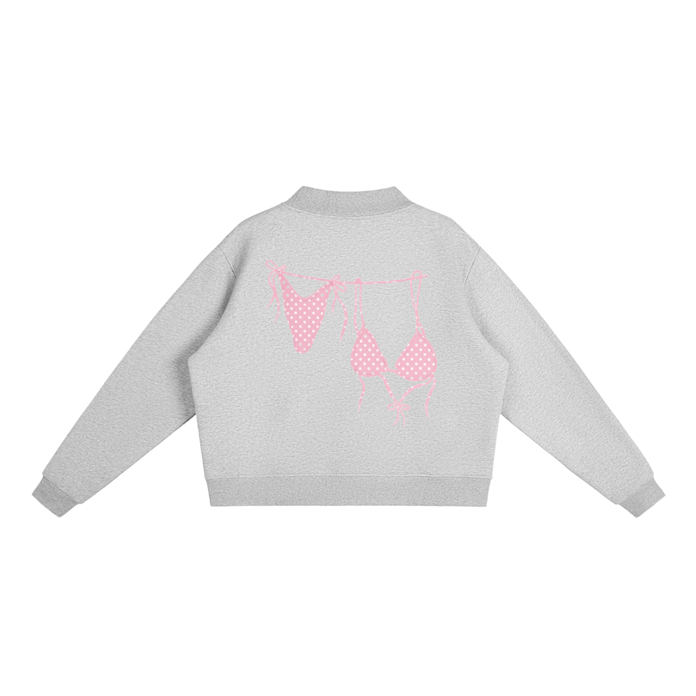 Pink Bikini Logo Essential Fleece Mock-Neck Crew Sweatshirt