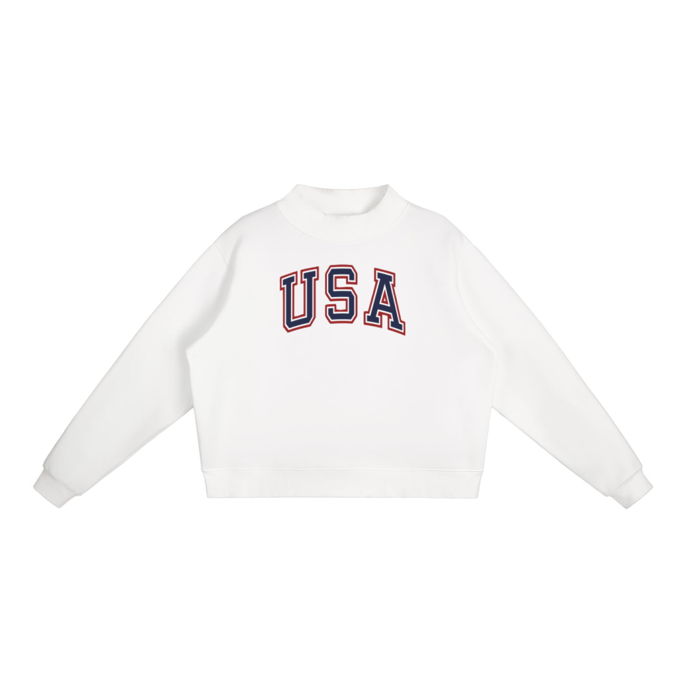 USA Varsity Fleece Mock-Neck Crew Sweatshirt