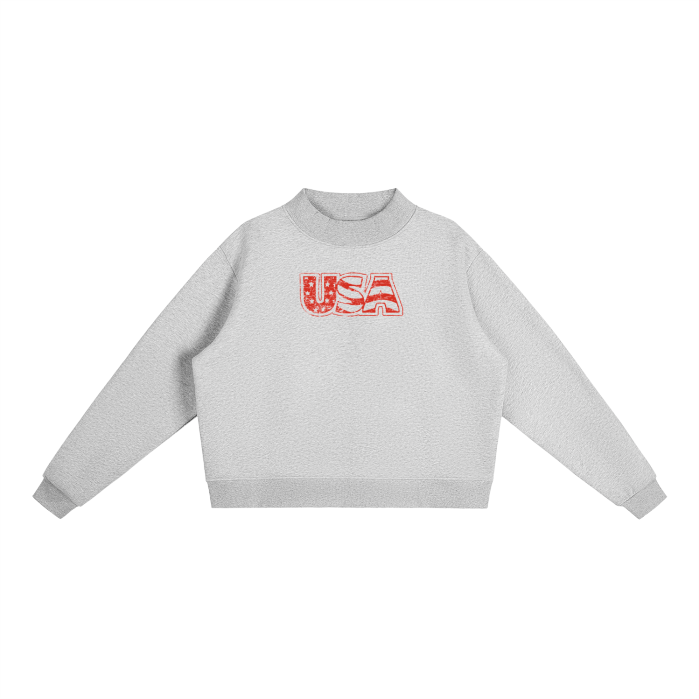 USA  Fleece Mock-Neck Crew Sweatshirt