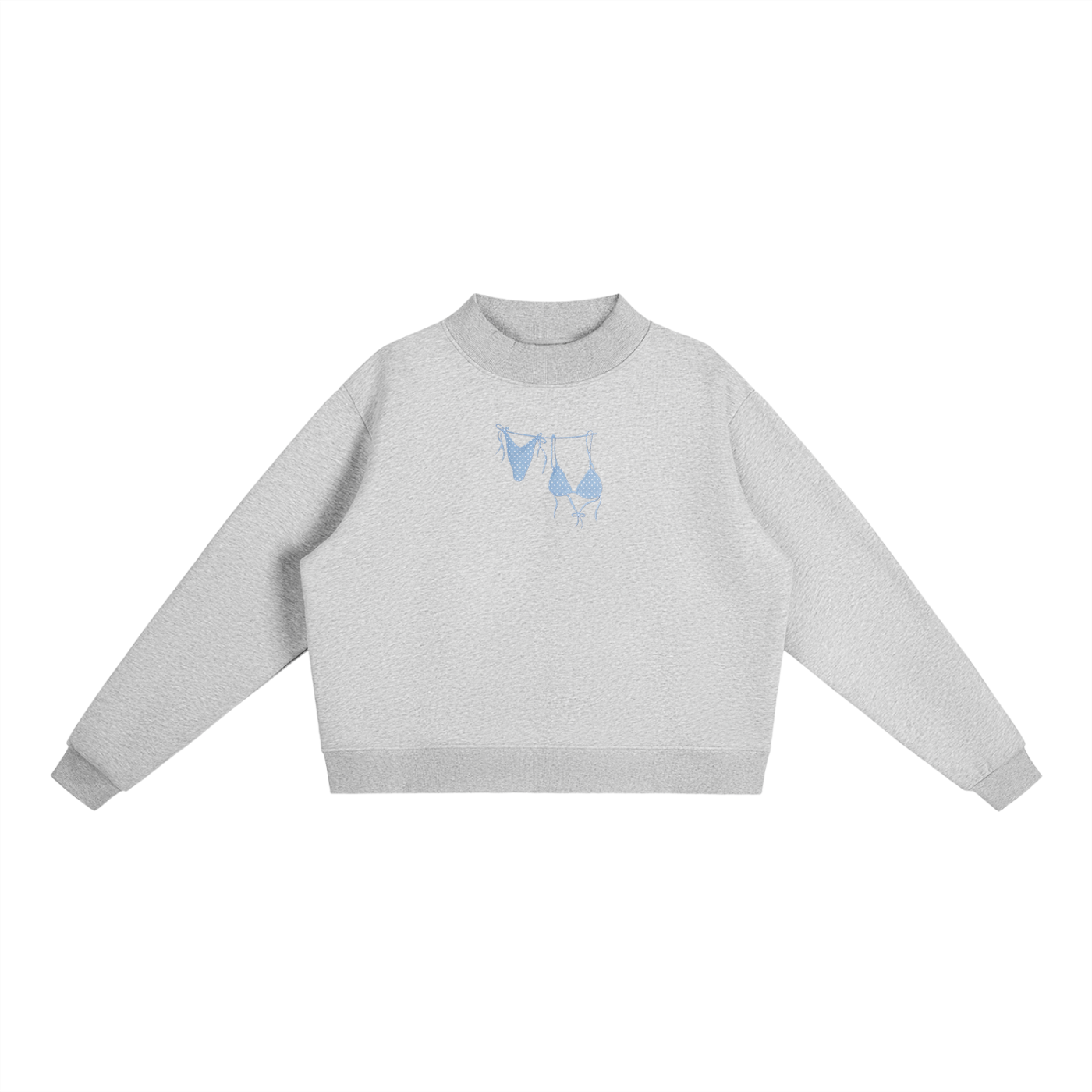 Light blue Bikini Front Essential Fleece Mock-Neck Crew Sweatshirt
