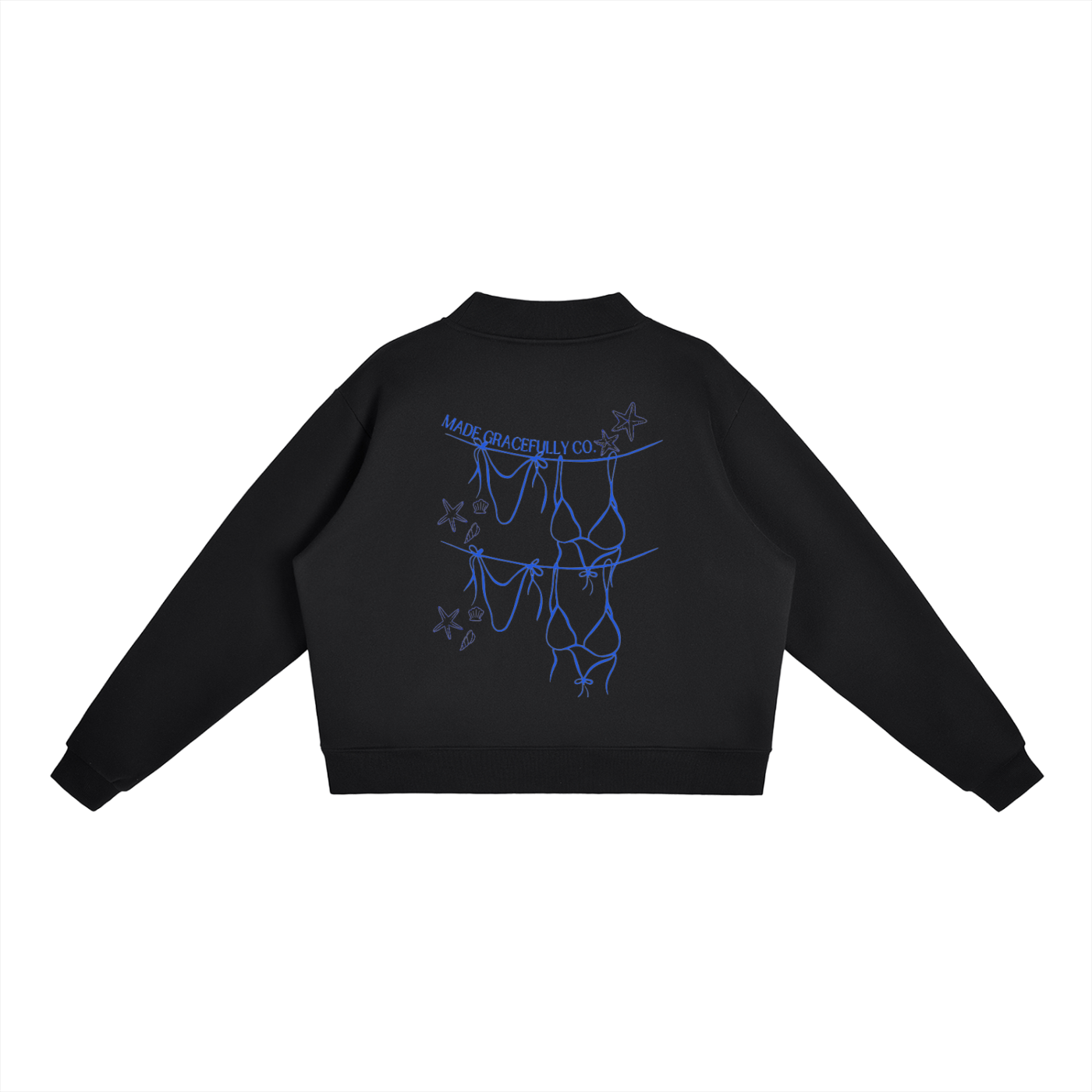 Logo Bikini Fleece Mock-Neck Crew Sweatshirt
