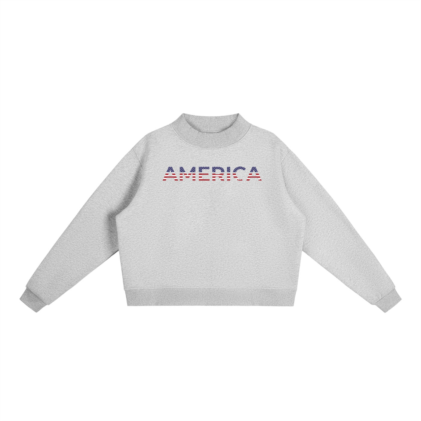 America Flag Fleece Mock-Neck Crew Sweatshirt