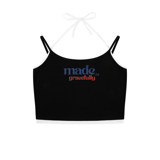 Logo Contrast Binding Halter Tank Top