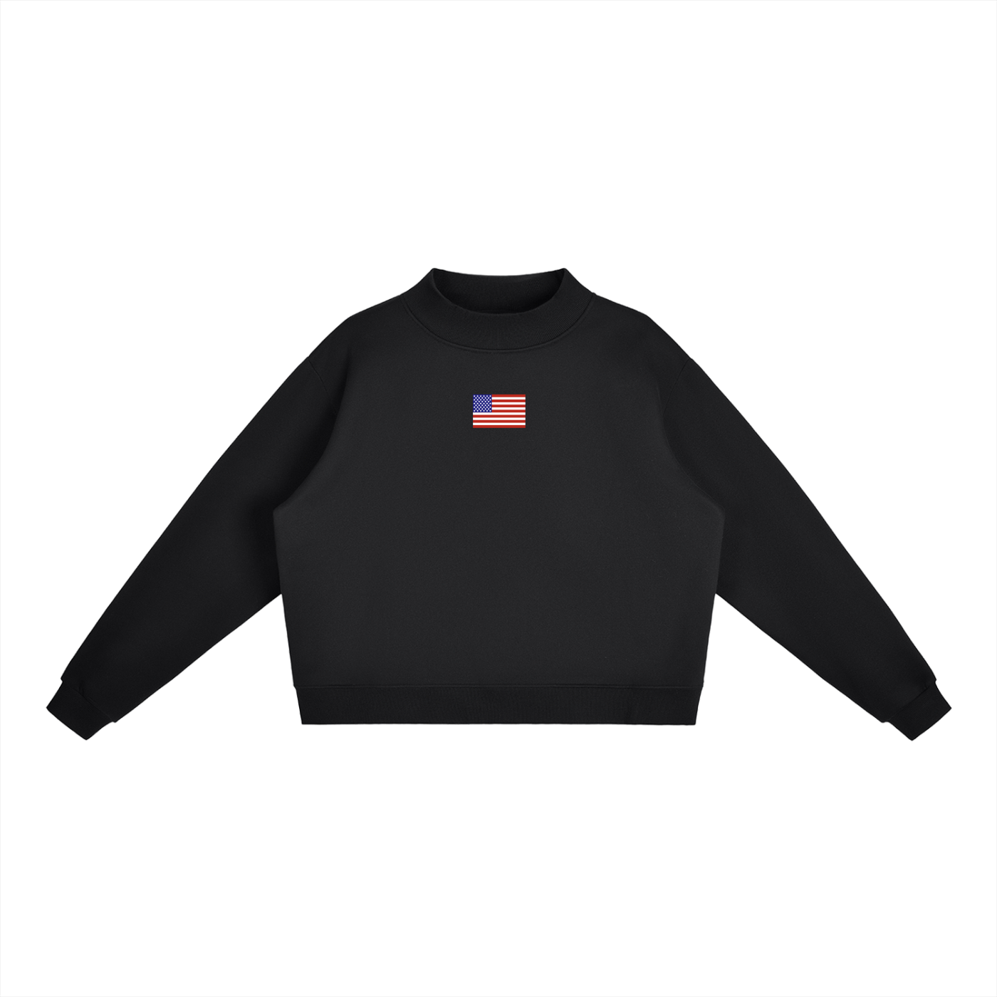 Flag All American Baseball Fleece Mock-Neck Crew Sweatshirt