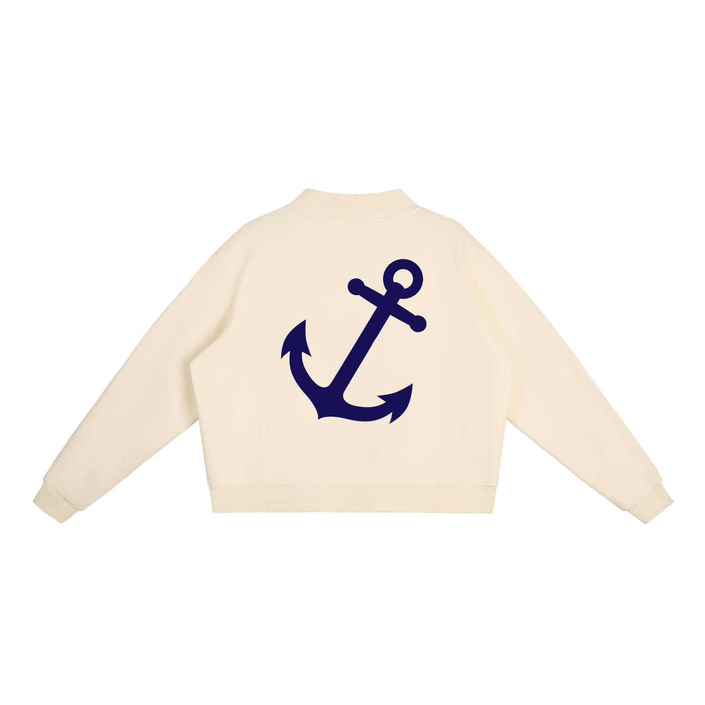 Navy Anchor Essential Fleece Mock-Neck Crew Sweatshirt