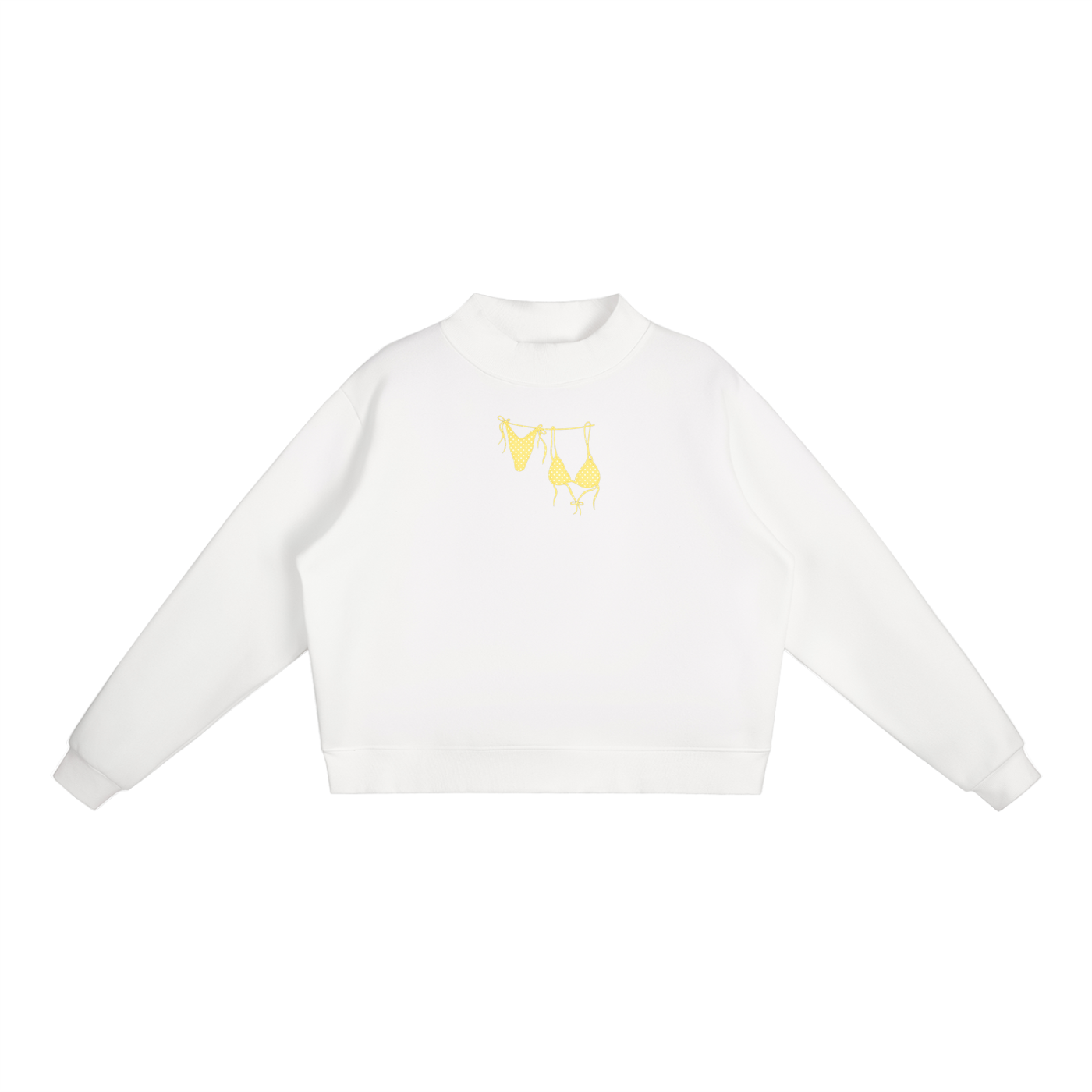 Yellow Bikini Front Essential Fleece Mock-Neck Crew Sweatshirt