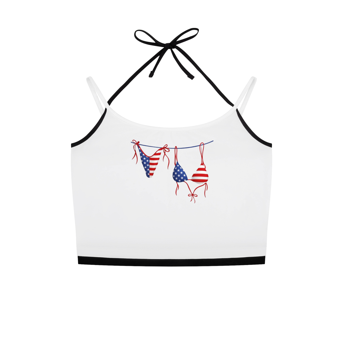 USA Bikini Contrast Binding Halter Tank Top