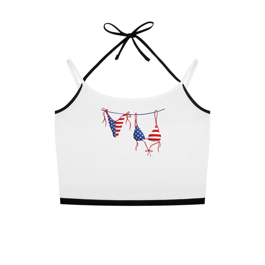 USA Bikini Contrast Binding Halter Tank Top