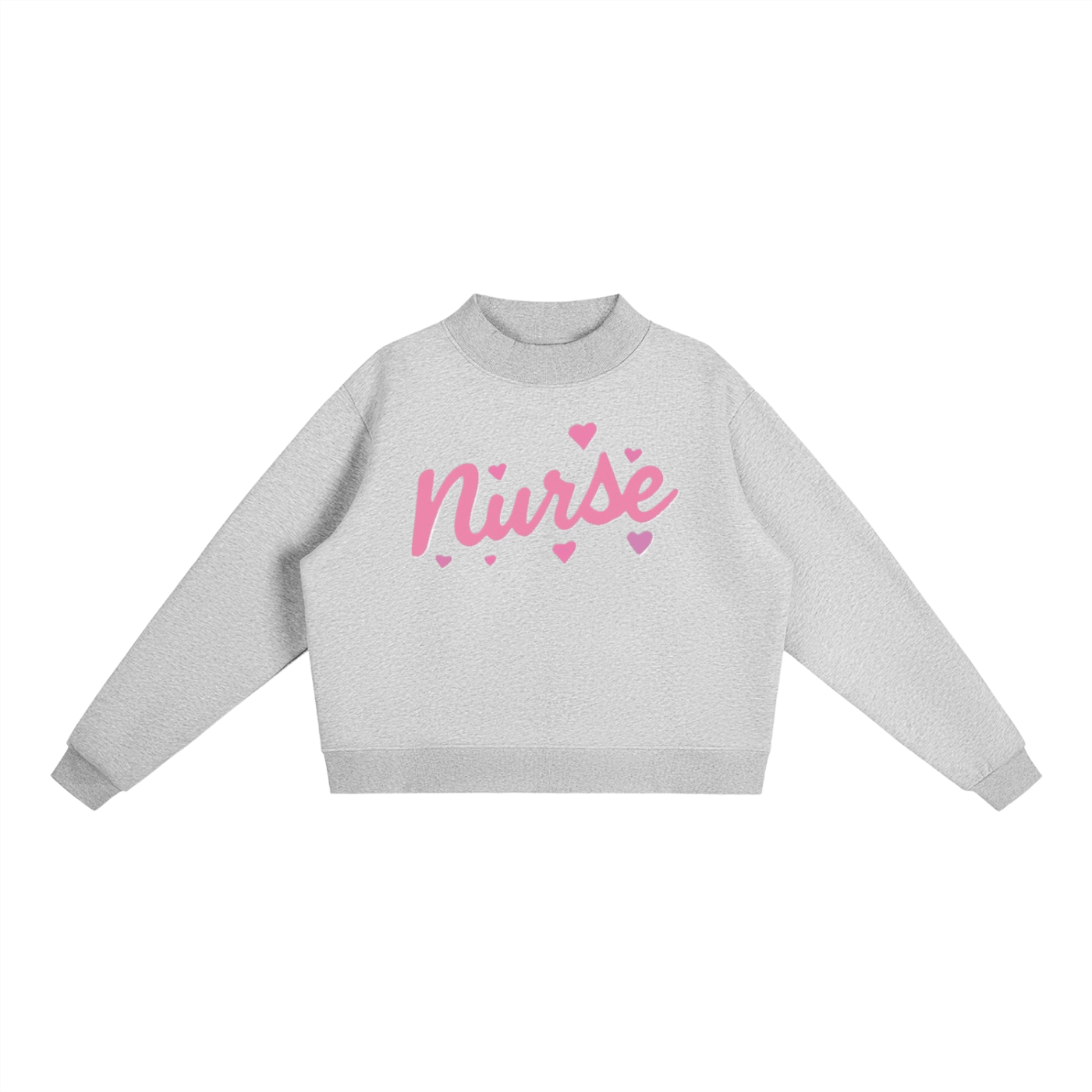 Nurse Script Print Essential Fleece Mock-Neck Crew Sweatshirt