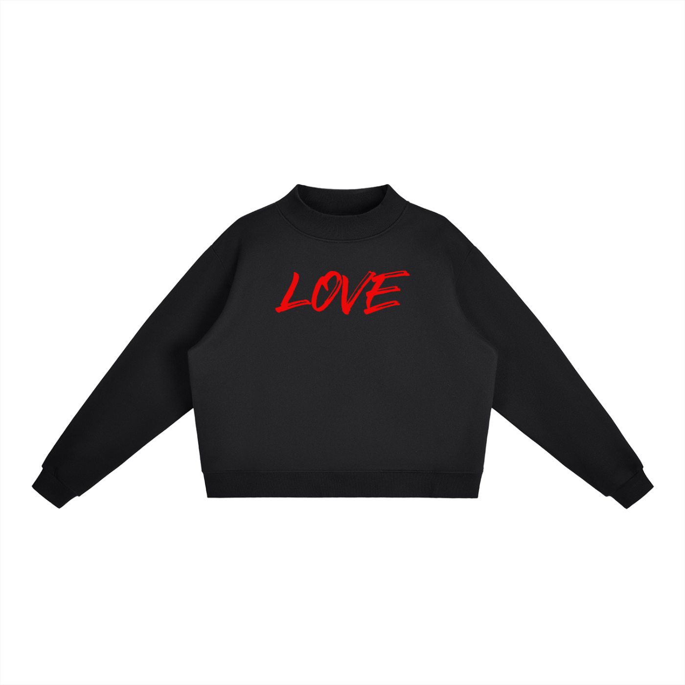 Love Essential Fleece Mock-Neck Crew Sweatshirt